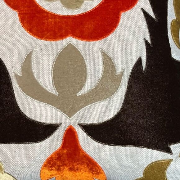 Adam & Viktoria Luxury Linen & Velvet Retro Pillows (2) Org/Brn/Gld EUC Decor - Picture 12 of 14